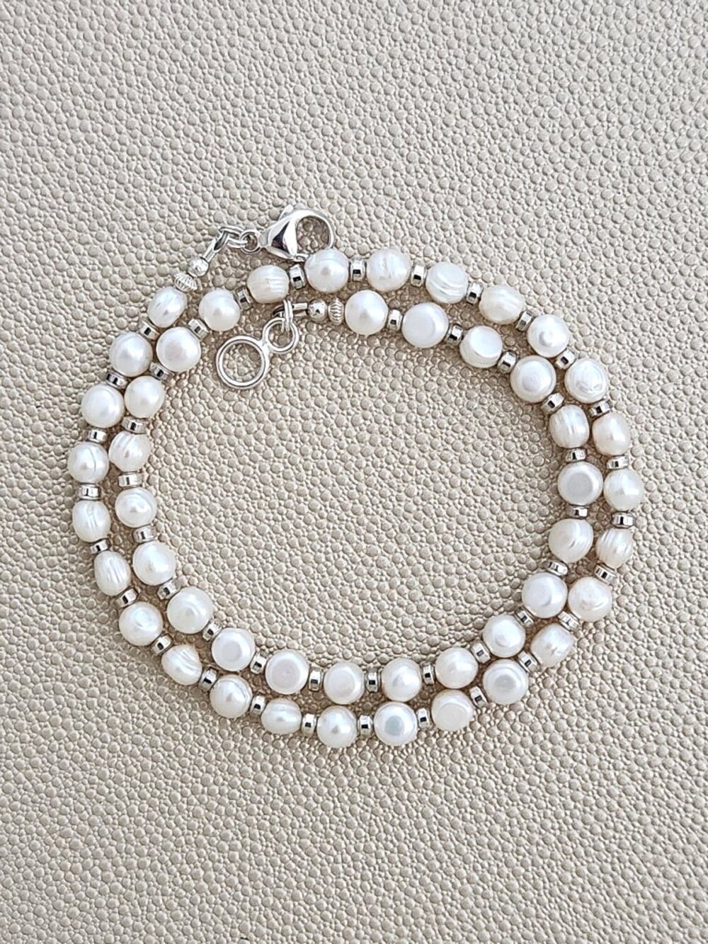 WHITE MINI COIN PEARL NECKLACE--16"